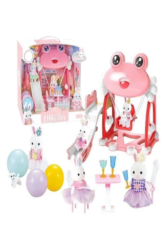 JETRA Candy Rabbit Frog Playground Rabbit Doll Set Play House for Kids Dolls Play House Toys playset, Suitable for Ages 3+ Kid's Educational pet Toy - Image 4
